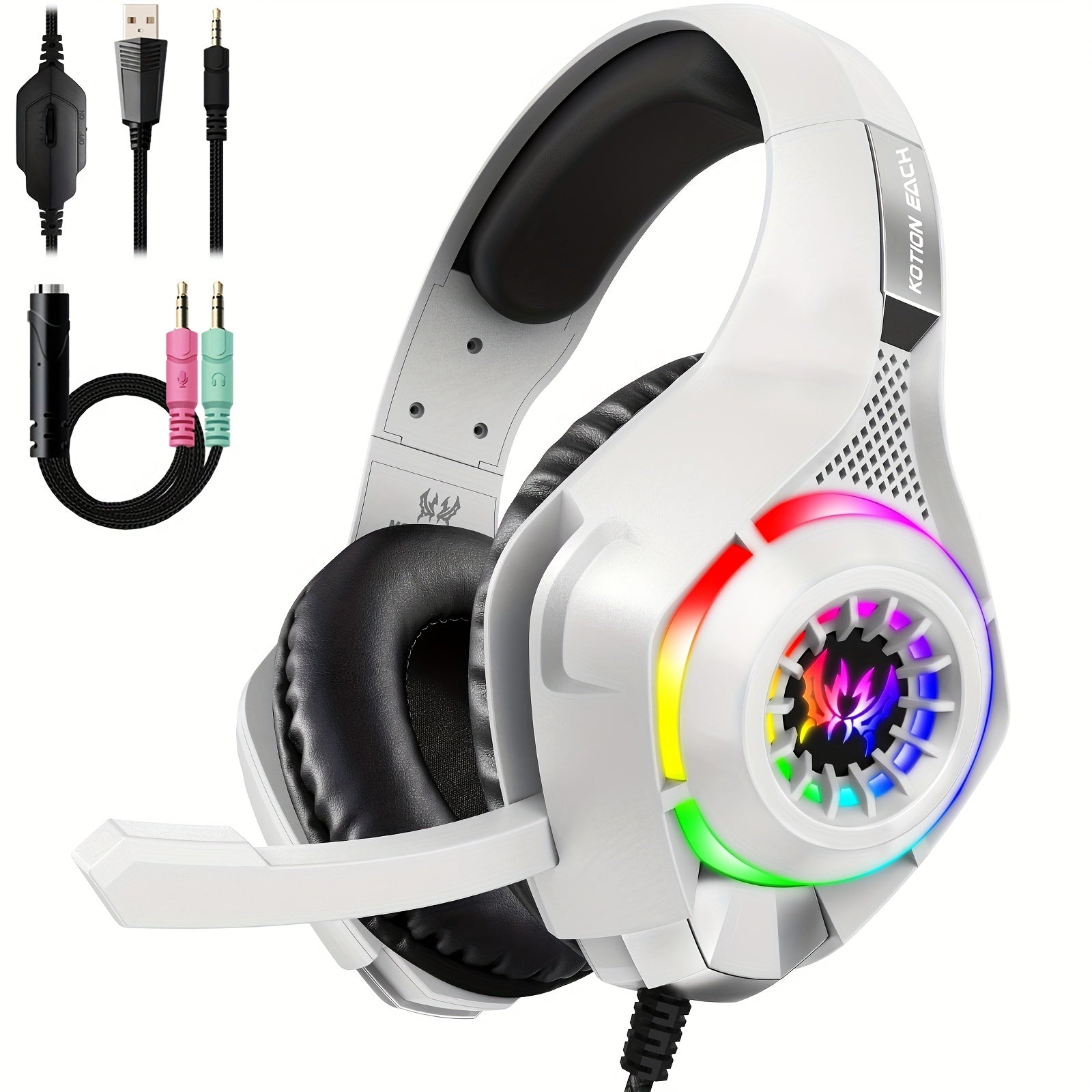 Gaming Headset with Mic & LED Lights-3