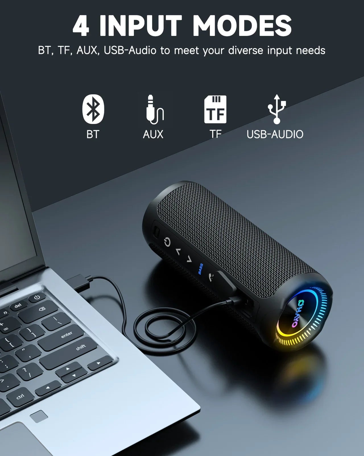 Bluetooth Speaker Dazzling Lights Black