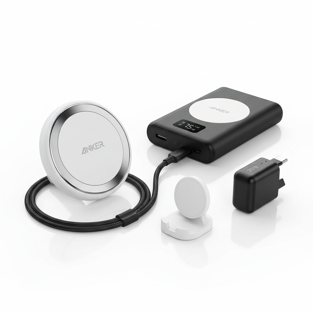 Anker MagSafe wireless charger on white background