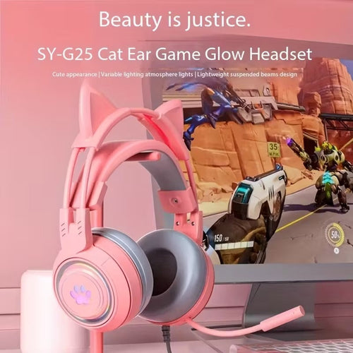 Cat Ear Gaming Headphones with RGB Lights-1
