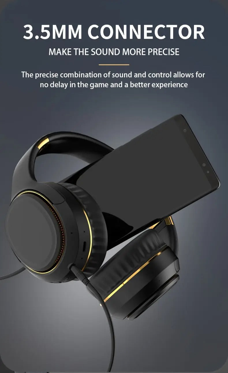 Wireless Headset with RGB Lights and Foldable Design-3