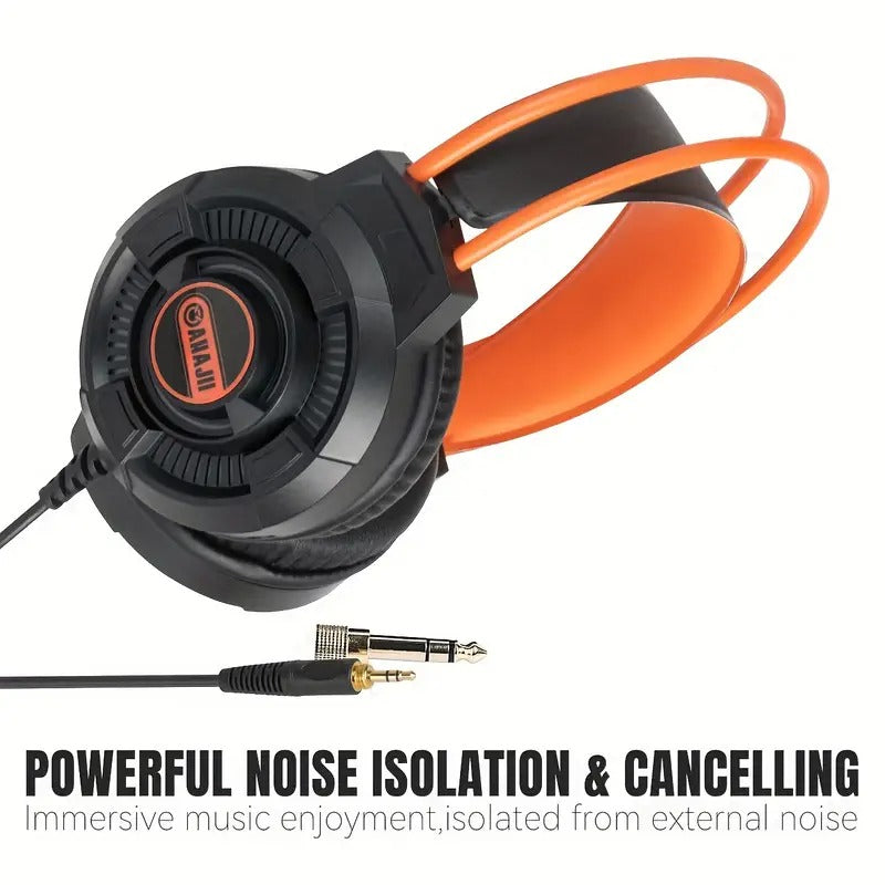 Studio Monitor Headphones Orange & Black Closed-Back Design-1