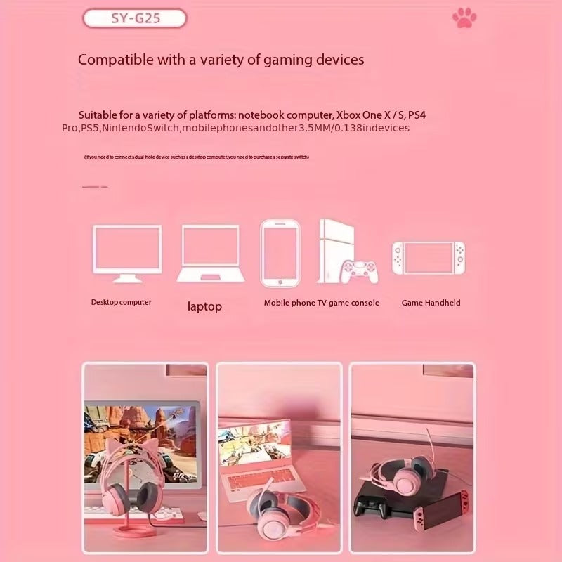 Cat Ear Gaming Headphones with RGB Lights-3